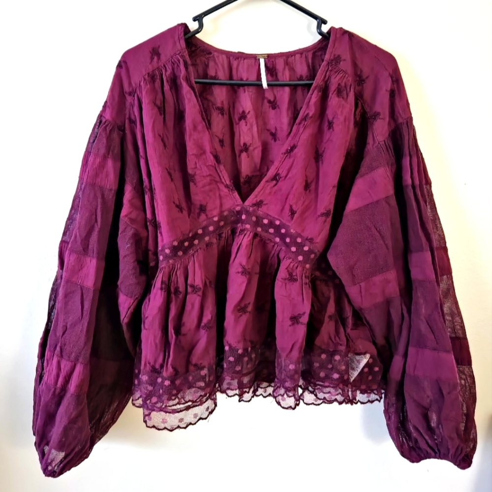 Free People women's maroon blouse
